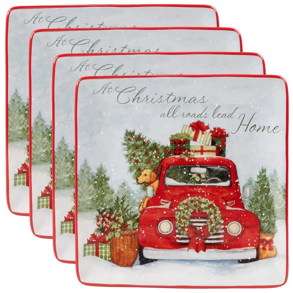 Home For Christmas Multicolor Dinner Plate (Set of 4) by Certified International 3 Home For Christmas Multicolor Dinner Plate (Set of 4) by Certified International