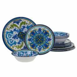 Lucca 12-Piece Casual Multicolor Melamine Outdoor Dinnerware Set (Service for 4) by Certified International