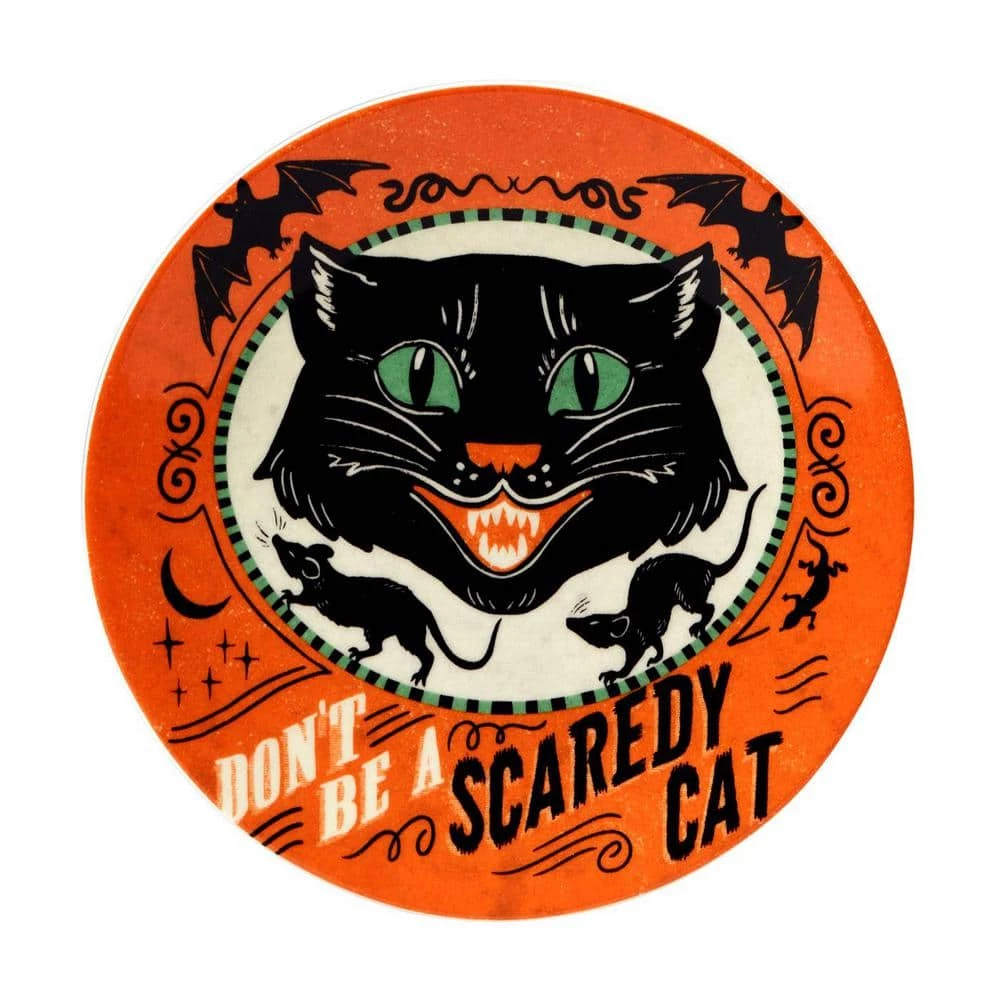 Scaredy Cat Multicolored Earthenware Canape Plate Round 6 in. Assorted (Set of 4) by Certified International 6 Scaredy Cat Multicolored Earthenware Canape Plate Round 6 in. Assorted (Set of 4) by Certified International - Image 4