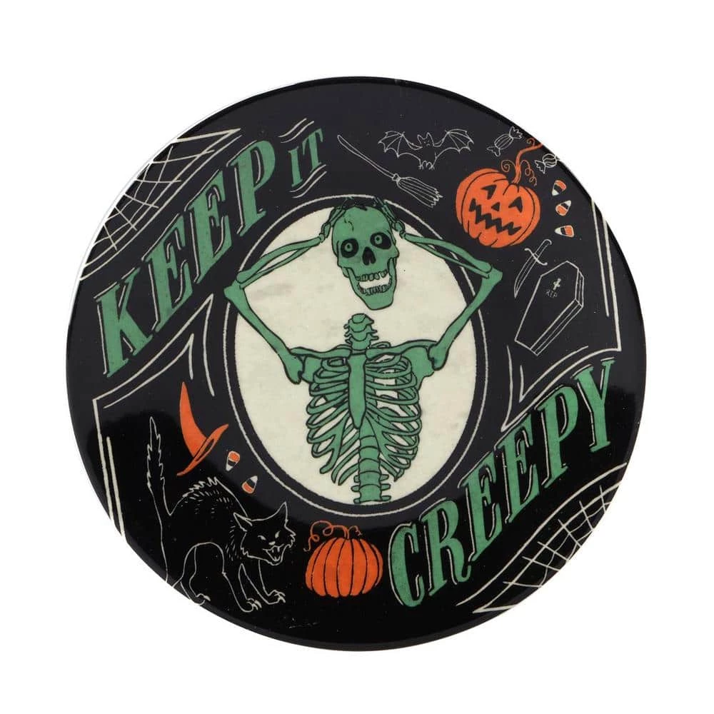 Scaredy Cat Multicolored Earthenware Canape Plate Round 6 in. Assorted (Set of 4) by Certified International 5 Scaredy Cat Multicolored Earthenware Canape Plate Round 6 in. Assorted (Set of 4) by Certified International - Image 3