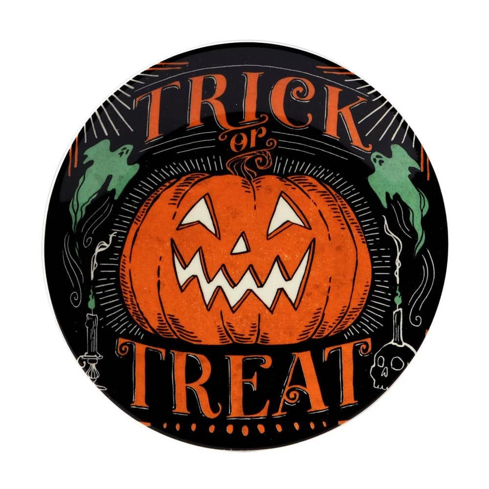 Scaredy Cat Multicolored Earthenware Canape Plate Round 6 in. Assorted (Set of 4) by Certified International 4 Scaredy Cat Multicolored Earthenware Canape Plate Round 6 in. Assorted (Set of 4) by Certified International - Image 2