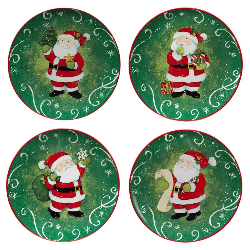 Holiday Magic Santa 9 in. Multicolored Earthenware Dessert Plate (Set of 4) by Certified International 3 Holiday Magic Santa 9 in. Multicolored Earthenware Dessert Plate (Set of 4) by Certified International