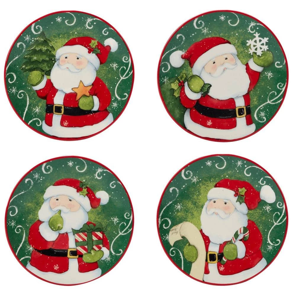 Holiday Magic Santa 6 in. Multicolored Earthenware Canape Plate (Set of 4) by Certified International 3 Holiday Magic Santa 6 in. Multicolored Earthenware Canape Plate (Set of 4) by Certified International