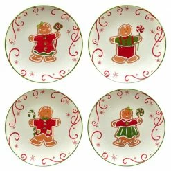 Holiday Magic Gingerbread 9 in. Multicolored Earthenware Dessert Plate (Set of 4) by Certified International