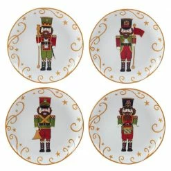 Holiday Magic Nutcracker 9 in. Multicolored Earthenware Dessert Plate (Set of 4) by Certified International