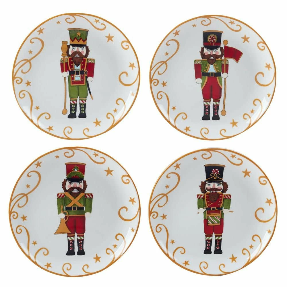 Holiday Magic Nutcracker 9 in. Multicolored Earthenware Dessert Plate (Set of 4) by Certified International 3 Holiday Magic Nutcracker 9 in. Multicolored Earthenware Dessert Plate (Set of 4) by Certified International