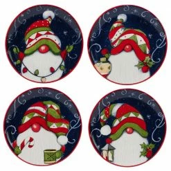 Holiday Magic Gnomes 6 in. Multicolored Earthenware Canape Plate (Set of 4) by Certified International