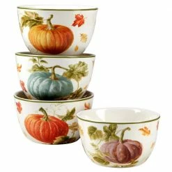 Autumn Harvest 5.5 in. 24 oz. Multicolored Earthenware Ice Cream Bowl (Set of 4) by Certified International