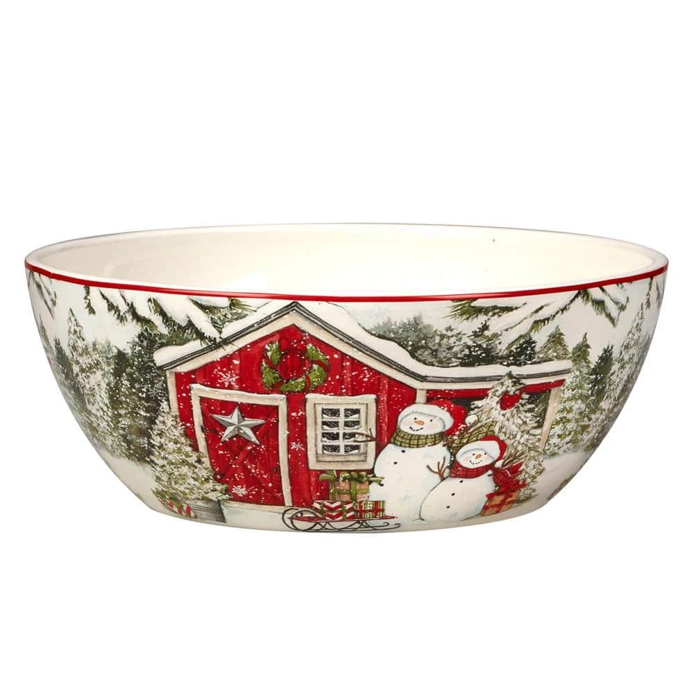 Snowman's Farmhouse 72 oz. Multicolored Earthenware Deep Bowl by Certified International 3 Snowman's Farmhouse 72 oz. Multicolored Earthenware Deep Bowl by Certified International