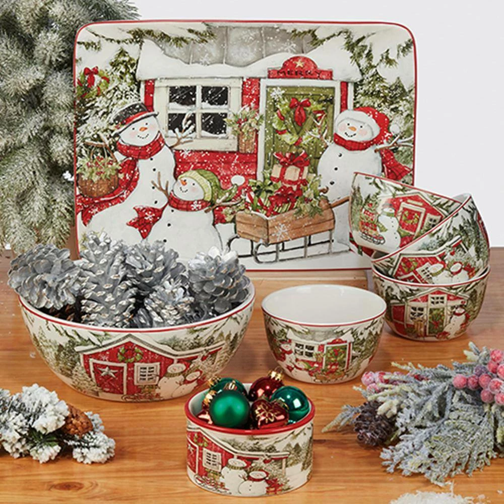 Snowman's Farmhouse 72 oz. Multicolored Earthenware Deep Bowl by Certified International 4 Snowman's Farmhouse 72 oz. Multicolored Earthenware Deep Bowl by Certified International - Image 2