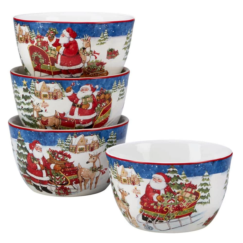 Santa's Workshop 22 oz. Multicolored Earthenware Ice Cream Bowl (Set of 4) by Certified International 3 Santa's Workshop 22 oz. Multicolored Earthenware Ice Cream Bowl (Set of 4) by Certified International