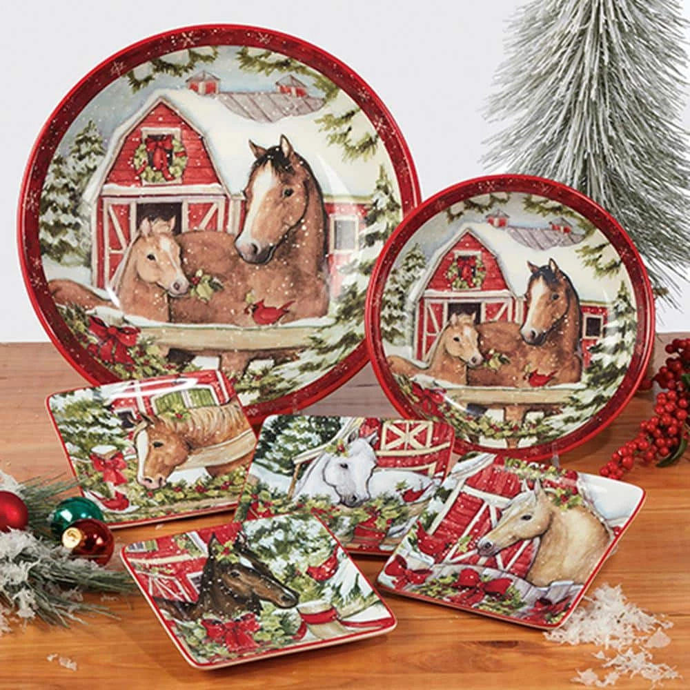 Homestead Christmas 38 oz. Multicolored Earthenware Soup Bowl (Set of 4) by Certified International 4 Homestead Christmas 38 oz. Multicolored Earthenware Soup Bowl (Set of 4) by Certified International - Image 2