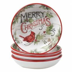 Evergreen Christmas 36 oz. Multicolored Earthenware Soup Bowl (Set of 4) by Certified International