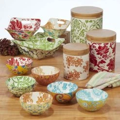 Damask Floral 12 oz. 4.75 in. Multicolor Porcelain All Purpose Bowl (Set of 6) by Certified International -Certified International Sales multicolored certified international bowls 45167set6 31 1000