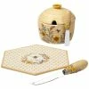 Bee Sweet 5.25 in. Earthenware Cheese Plate with Knife and 3-D Dip Bowl with Spreader by Certified International -Certified International Sales multicolored certified international cheese board sets 28123 64 1000
