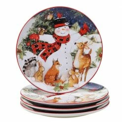11 in. Magic of Christmas Snowman Multicolored Earthenware Dinner Plate (Set of 4) by Certified International