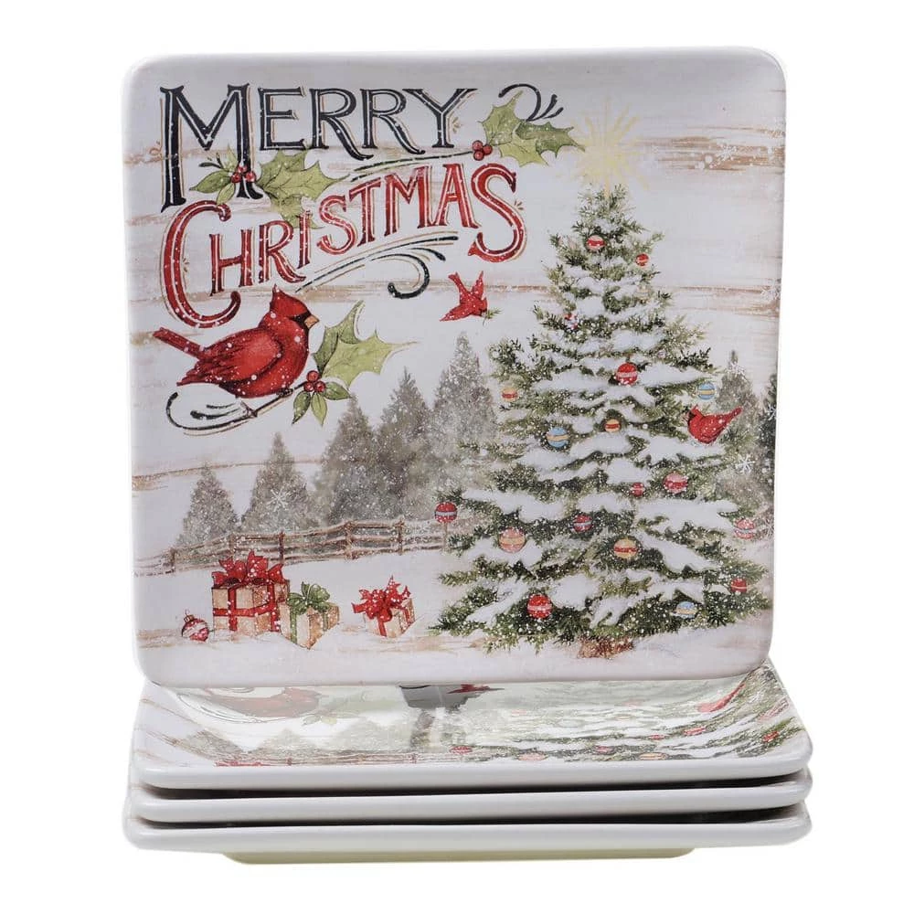 Evergreen Christmas Multicolored Earthenware 10.5 in. Dinner Plate (Set of 4) by Certified International 3 Evergreen Christmas Multicolored Earthenware 10.5 in. Dinner Plate (Set of 4) by Certified International