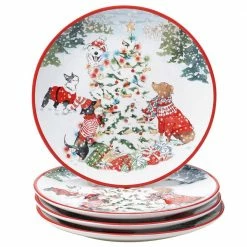 11 in. Special Delivery Multicolored Earthenware Dinner Plate (Set of 4) by Certified International