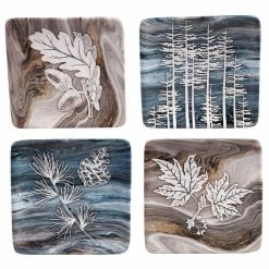 Fluidity Lodge 4-Piece Seasonal Multicolored Earthenware 6 in. Canape Plate Set (Service for 4) by Certified International