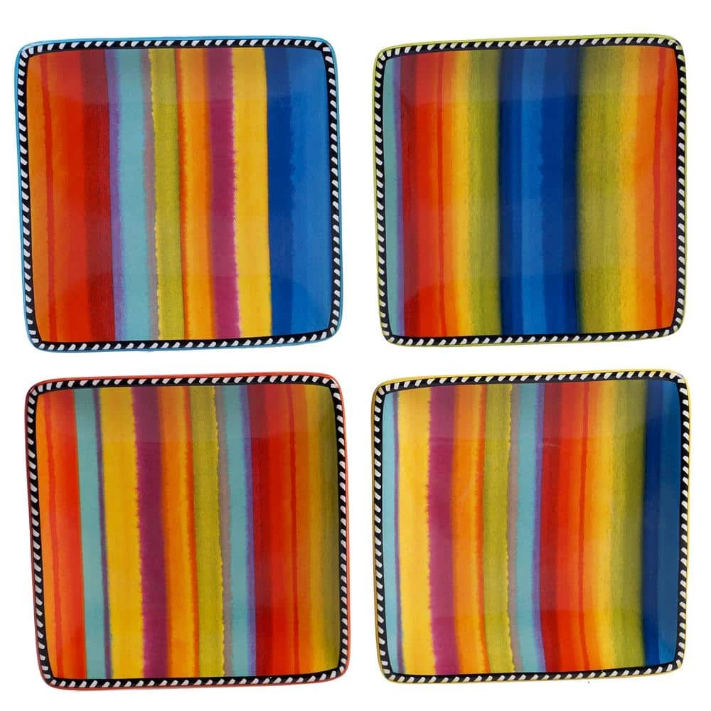 Sierra 4-Piece Seasonal Multicolored Earthenware 6 in. Canape Plate Set (Service for 4) by Certified International 3 Sierra 4-Piece Seasonal Multicolored Earthenware 6 in. Canape Plate Set (Service for 4) by Certified International