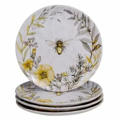 Bee Sweet 4-Piece Seasonal Multicolored Earthenware 10.75 in. Dinner Plate Set (Service for 4) by Certified International