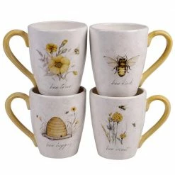 Bee Sweet 4-Piece Seasonal Multicolored Earthenware 22 oz. Mug Set (Service for 4) by Certified International