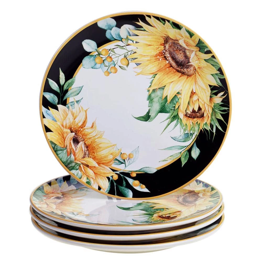 Sunflower Fields 4-Piece Seasonal Multicolored Earthenware 10.75 in. Dinner Plate Set (Service for 4) by Certified International 3 Sunflower Fields 4-Piece Seasonal Multicolored Earthenware 10.75 in. Dinner Plate Set (Service for 4) by Certified International