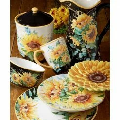 Sunflower Fields 4-Piece Seasonal Multicolored Earthenware 36 oz. Soup/Pasta Bowl Set (Service for 4) by Certified International -Certified International Sales multicolored certified international dinnerware sets 28169set4 31 1000