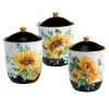 Sunflower Fields 3-Piece Seasonal Multicolored Earthenware 96, 74, 52 oz. Canister Set by Certified International -Certified International Sales multicolored certified international dinnerware sets 28174 64 1000