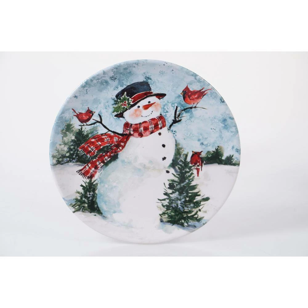 Watercolor Snowman 4-Piece Holiday Multicolored Earthenware 11 in. Dinner Plate Set (Service for 4) by Certified International 7 Watercolor Snowman 4-Piece Holiday Multicolored Earthenware 11 in. Dinner Plate Set (Service for 4) by Certified International - Image 5