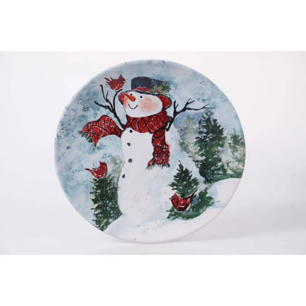Watercolor Snowman 4-Piece Holiday Multicolored Earthenware 11 in. Dinner Plate Set (Service for 4) by Certified International 4 Watercolor Snowman 4-Piece Holiday Multicolored Earthenware 11 in. Dinner Plate Set (Service for 4) by Certified International - Image 2