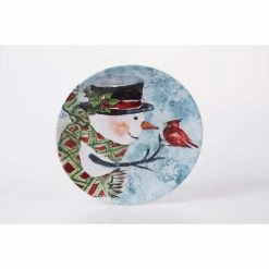 Watercolor Snowman 4-Piece Holiday Multicolored Earthenware 9 in. Dessert Plate Set (Service for 4) by Certified International -Certified International Sales multicolored certified international dinnerware sets 41821set4 4f 1000