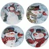 Watercolor Snowman 4-Piece Holiday Multicolored Earthenware 9 in. Dessert Plate Set (Service for 4) by Certified International -Certified International Sales multicolored certified international dinnerware sets 41821set4 64 1000