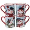 Watercolor Snowman 4-Piece Holiday Multicolored Earthenware 16 oz. Mug Set (Service for 4) by Certified International -Certified International Sales multicolored certified international dinnerware sets 41822set4 64 1000