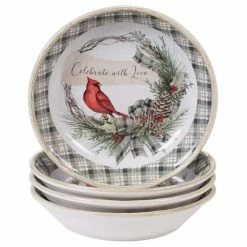 Holly and Ivy 4-Piece Holiday Multicolored Earthenware 28 oz. Soup/Pasta Bowl Set (Service for 4) by Certified International