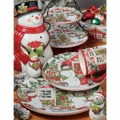 Snowman's Farmhouse 16-Piece Multicolored Earthenware Dinnerware Set (Service Set for 4) by Certified International -Certified International Sales multicolored certified international dinnerware sets 87567rm 4f 1000