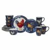 Indigo Rooster 16-Piece Earthenware Dinnerware Set (Service Set for 4) by Certified International 2 Indigo Rooster 16-Piece Earthenware Dinnerware Set (Service Set for 4) by Certified International -Certified International Sales multicolored certified international dinnerware sets 88961rm 64 1000
