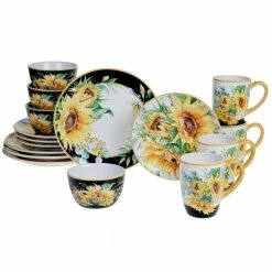 Sunflower Fields 16-Piece Seasonal Multicolored Earthenware Dinnerware Set (Service for 4) by Certified International