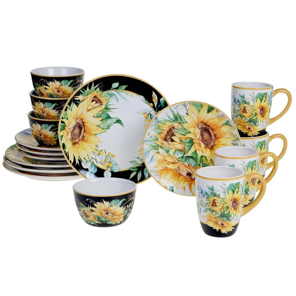Sunflower Fields 16-Piece Seasonal Multicolored Earthenware Dinnerware Set (Service for 4) by Certified International 3 Sunflower Fields 16-Piece Seasonal Multicolored Earthenware Dinnerware Set (Service for 4) by Certified International