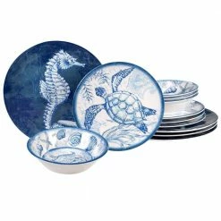 Oceanic 12-Piece Seasonal Multicolored Melamine Dinnerware Set (Service for 4) by Certified International