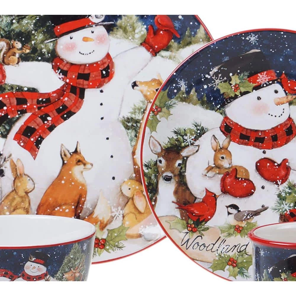 Magic Of Christmas Snowman 16-Piece Multicolored Earthenware Dinnerware Set (Service for 4) by Certified International 4 Magic Of Christmas Snowman 16-Piece Multicolored Earthenware Dinnerware Set (Service for 4) by Certified International - Image 2