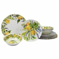 Lemon Zest 12-Piece Melamine Dinnerware Set (Service Set for 4) by Certified International