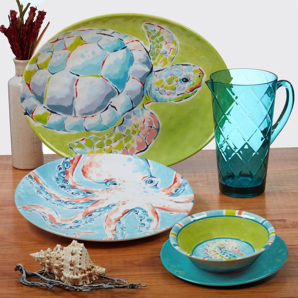 Deep Sea 12-Piece Multicolored Melamine Dinnerware Set (Service for 4) by Certified International 7 Deep Sea 12-Piece Multicolored Melamine Dinnerware Set (Service for 4) by Certified International - Image 5
