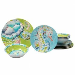 Deep Sea 12-Piece Multicolored Melamine Dinnerware Set (Service for 4) by Certified International