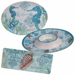 Beachcomber 3-Piece Seasonal Multicolored Bamboo Fiber Serving Set by Certified International