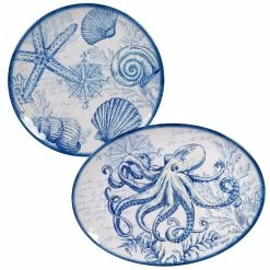 Oceanic 2-Piece Seasonal Multicolored Melamine 14 and 18 in. Platter Set by Certified International