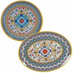 Portofino 2-Piece Seasonal Multicolored Melamine 14 and 18 in. Platter Set by Certified International 8 Portofino 2-Piece Seasonal Multicolored Melamine 14 and 18 in. Platter Set by Certified International -Certified International Sales multicolored certified international dinnerware sets porto2pc 31 1000