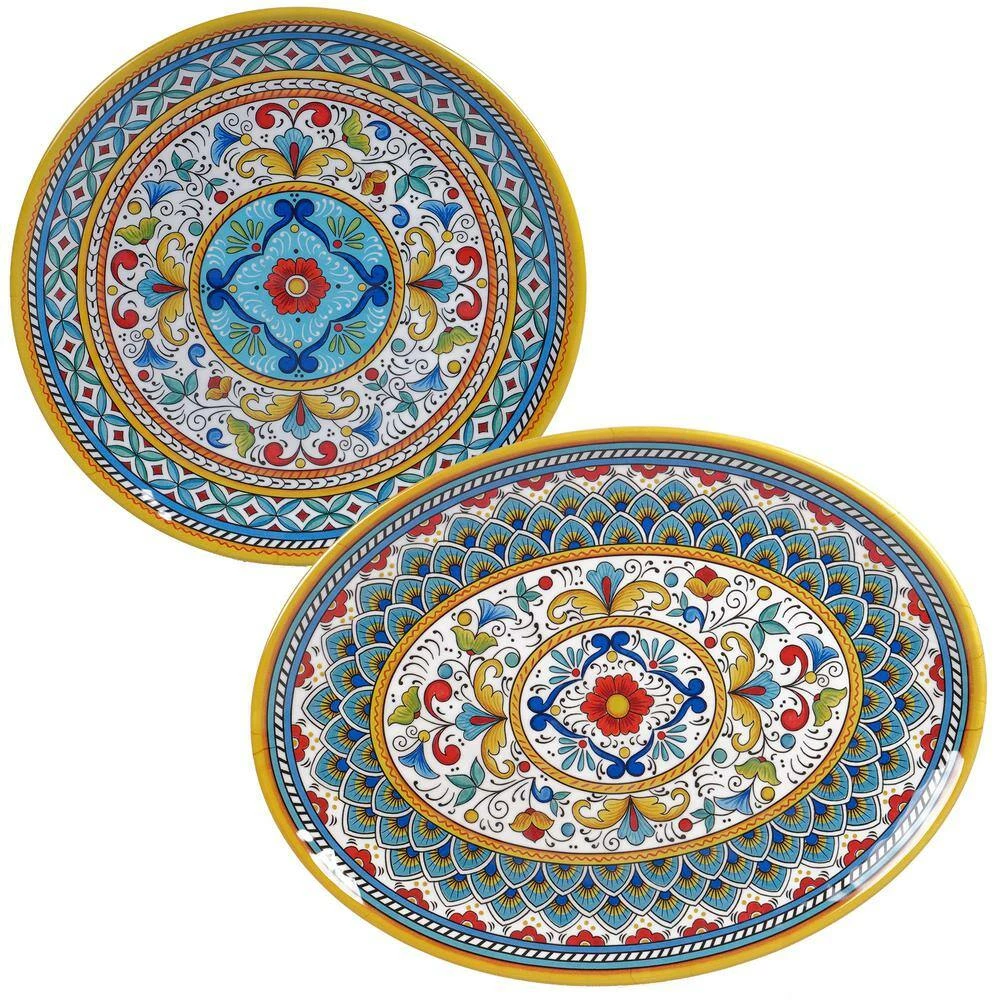 Portofino 2-Piece Seasonal Multicolored Melamine 14 and 18 in. Platter Set by Certified International 5 Portofino 2-Piece Seasonal Multicolored Melamine 14 and 18 in. Platter Set by Certified International - Image 3