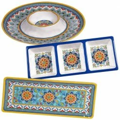 Portofino 3-Piece Seasonal Multicolored Melamine Hostess Set by Certified International