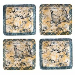 6 in. Harvest Gatherings Multicolored Earthenware Canape Plate (Set of 4) by Certified International